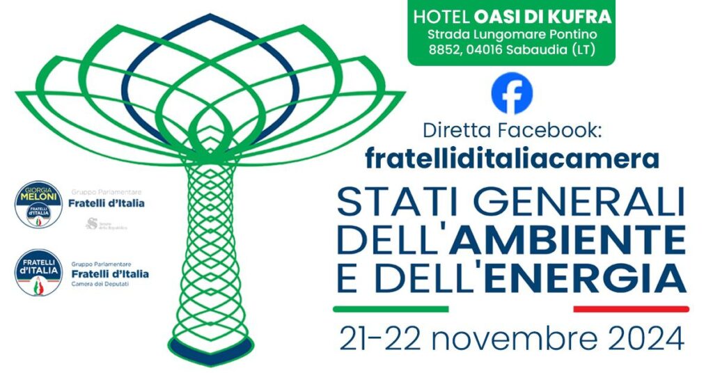 OGGI E DOMANI, 21 E 22 NOVEMBRE A SABAUDIA, FRATELLI D’ITALIA PROPONE GLI STATI GENERALI DELL’AMBIENTE E DELL’ENERGIA